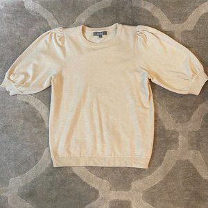 Women's Marled Soft Off-White Quarter-Sleeve Top